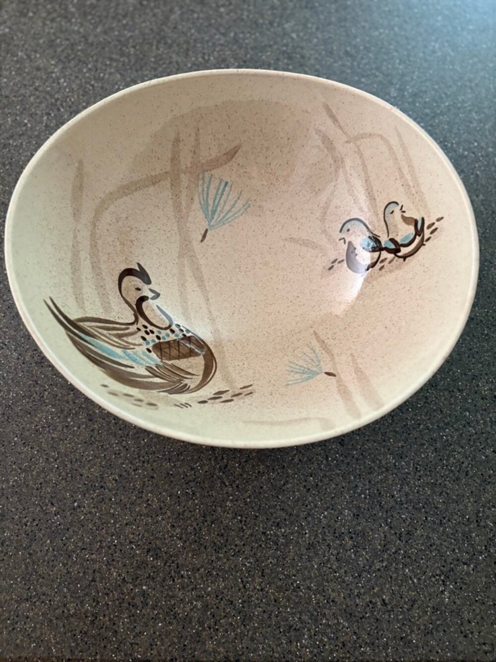 Vtg MCM Red Wing Pottery Bob White 12" large salad serving bowl, pristine